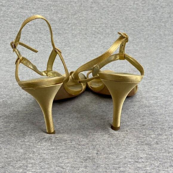 Arturo Chiang Heels Womens 8.5M Gold Sequin Strappy Leather Peep Open Toe Sandal - Picture 5 of 11